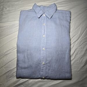 Perry Ellis Light Blue Cotton, Linen Men's Small Button Short Sleeve Shirt